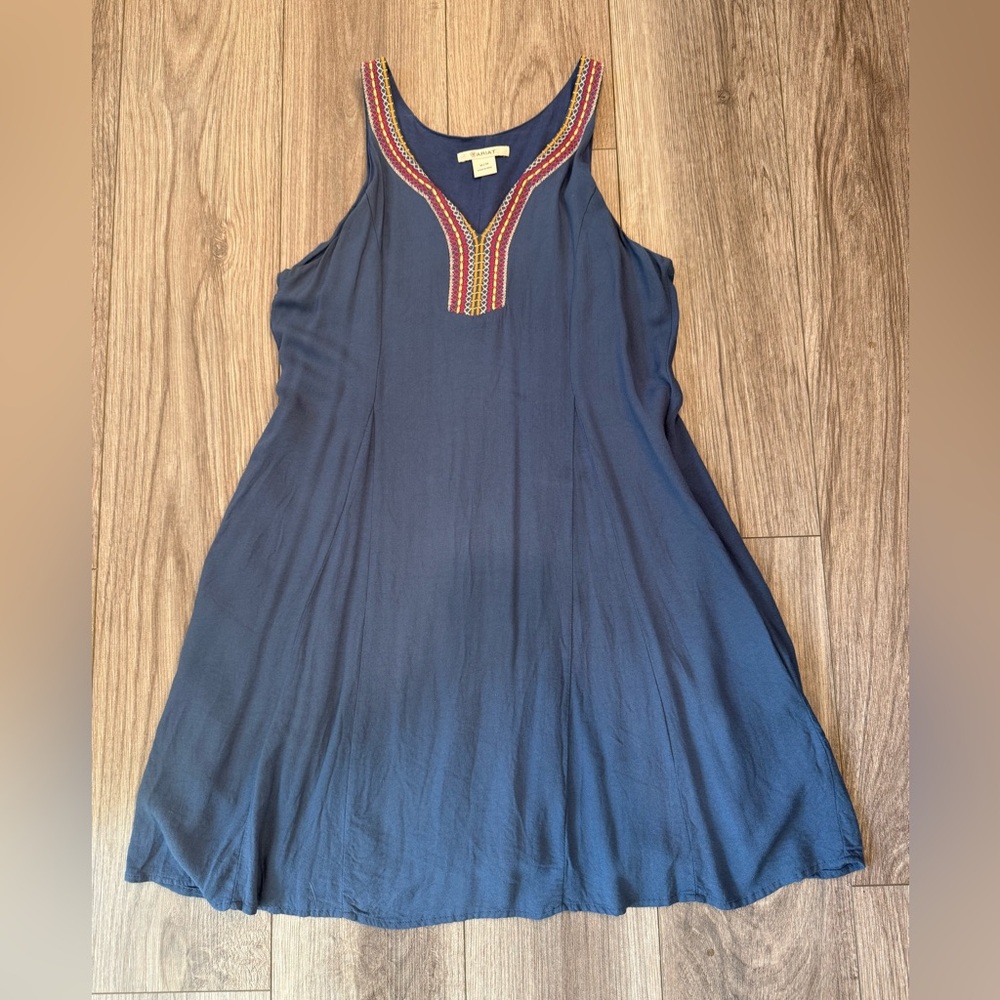 Ariat Navy Sleeveless Dress with Embroidered Neckline w/Pockets